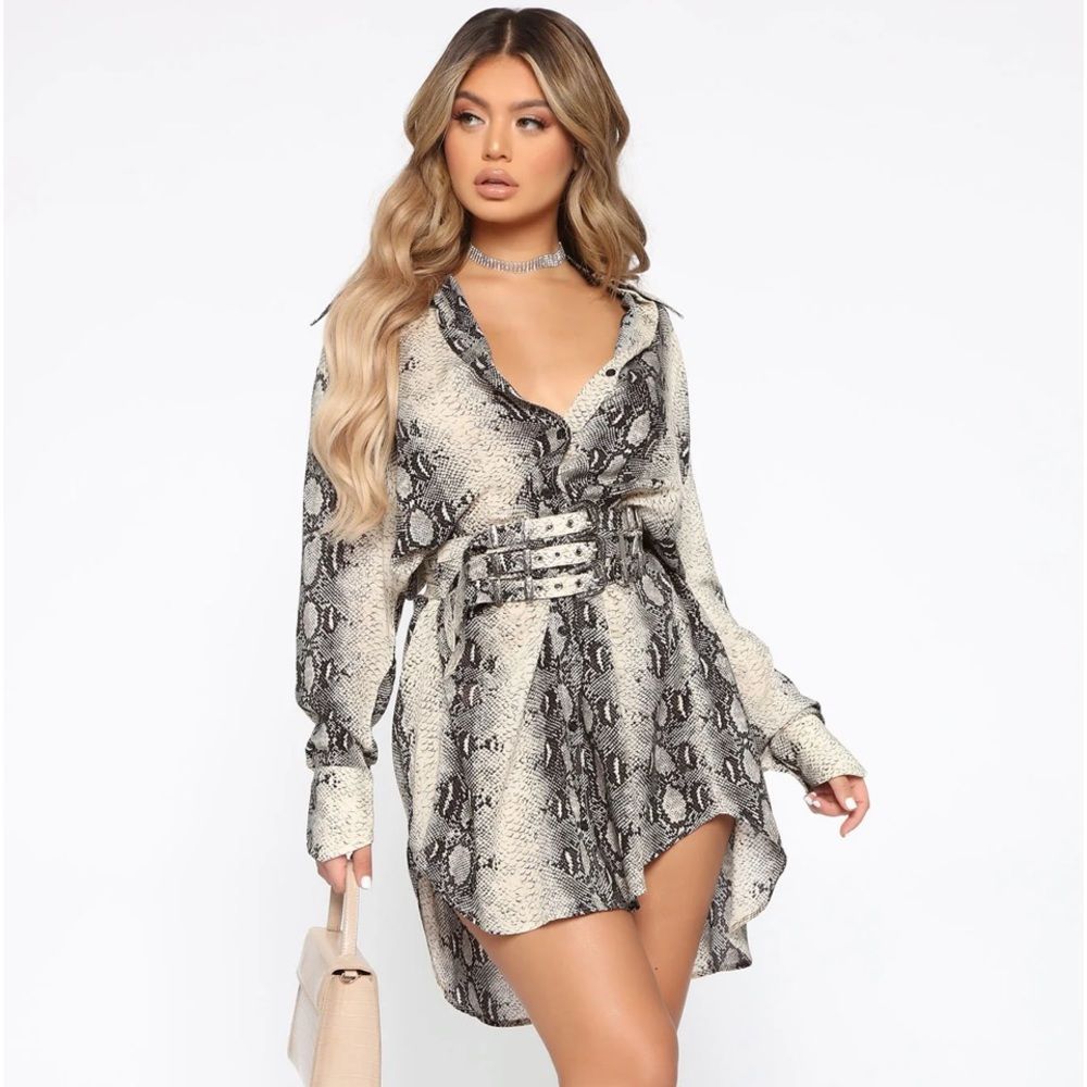 NWT Going Big Snake Skin Corset Shirt Dress